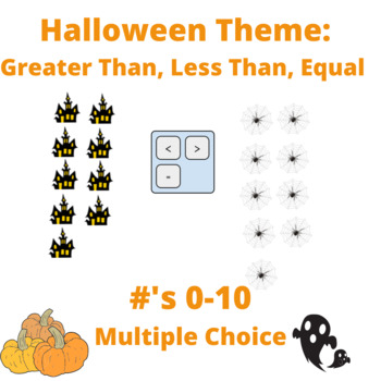 Preview of BOOM CARDS: HALLOWEEN Theme: #'s 0-10. Greater Than, Less Than, Equal. Compare.