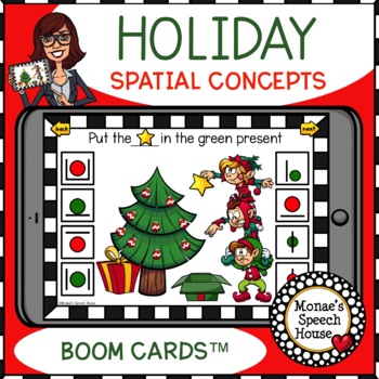 Preview of BOOM CARDS™ HOLIDAY SPATIAL CONCEPTS  SPEECH THERAPY
