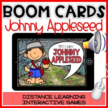 Preview of BOOM CARDS JOHNNY APPLESEED: Story Reading comprehension 