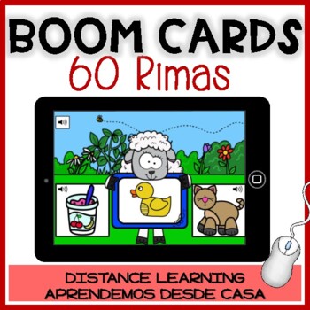 Preview of BOOM CARDS: Juego RIMAS en español | Rhyming Words in Spanish 