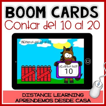 Preview of BOOM CARDS primavera: CONTAR y ESCRIBIR NÚMEROS 10-20-Spring Distance Learning