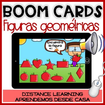 Preview of BOOM CARDS:FIGURAS GEOMÉTRICAS manzanas- Back to school Distance Learning