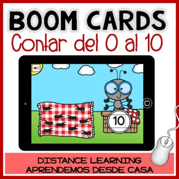 Preview of BOOM CARDS primavera: CONTAR NÚMEROS 0-10 Spring Distance Learning