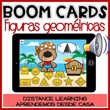 Preview of BOOM CARDS verano: FIGURAS GEOMÉTRICAS- Summer Shapes Distance Learning