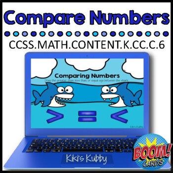 Preview of BOOM CARDS K.CC.C.6 Comparing Numbers: Summer Deck 8