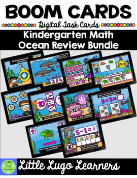 Preview of BOOM CARDS Kindergarten Math Ocean Review Bundle