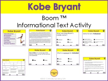Preview of BOOM CARDS™ Kobe Bryant -  Activity Packet