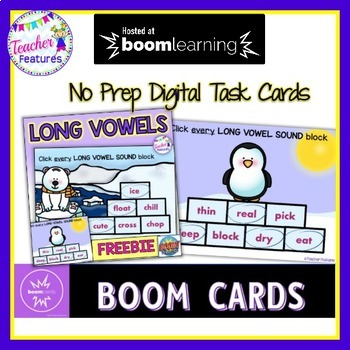 Preview of BOOM CARDS PHONICS : LONG VOWEL SOUNDS with Polar Bears and Penguins
