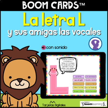 Preview of BOOM CARDS  La Letra L y sus Amigas las Vocales