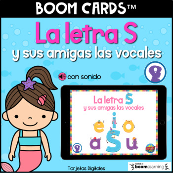 Preview of BOOM CARDS  La Letra S y sus Amigas las Vocales