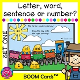 BOOM CARDS Letter, word, sentence or number?  Set 1