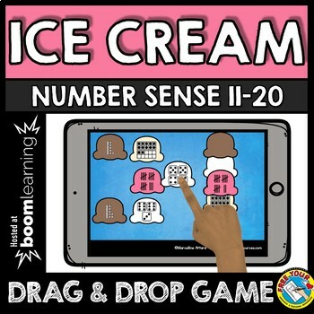 Preview of SUMMER TEEN NUMBERS KINDERGARTEN DIGITAL GAME BOOM CARDS MATH ACTIVITY ICE CREAM