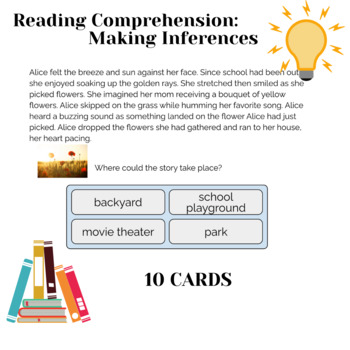 Preview of BOOM CARDS: Making Inferences from Reading Comprehension Passages!