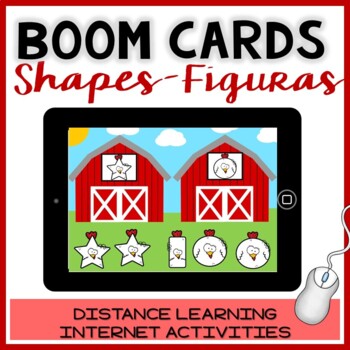 Preview of BOOM CARDS Spring: SORTING SHAPES.Distance Learning- Figuras español