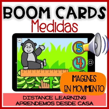 Preview of BOOM CARDS: Medidas con regla de animales | Digital Measurement Games
