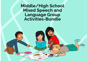 Preview of BOOM CARDS Middle/High School Mixed Speech and Language Group Activities Bundle