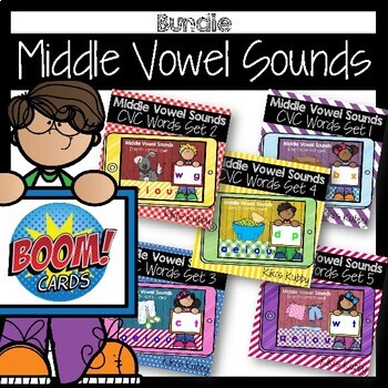 Preview of BOOM CARDS Middle Sounds: CVC Words BUNDLE Distance Learning