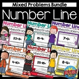 BOOM CARDS Mixed Problems Using a Number Line BUNDLE | Add