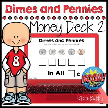Preview of BOOM CARDS Money Deck 2: Counting on with Dimes and Pennies Distance Learning