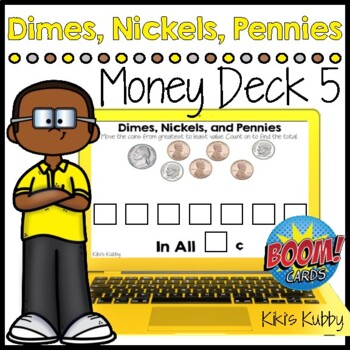Preview of BOOM CARDS Money Deck 5: Counting on with Dimes, Nickels and Pennies