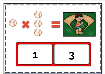BOOM CARDS - Multiplication Active Math Baseball Fitness Fun by Ready