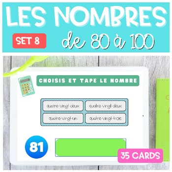 Preview of French Numbers BOOM CARDS Nombres de 80 à 100 | Maths SET 8