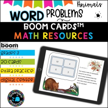 Preview of BOOM CARDS- Number Problems-MIDDLE PRIMARY- Aussie animal themed