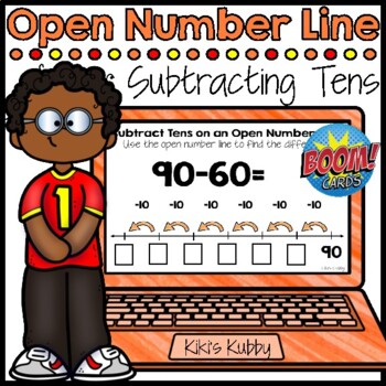 Preview of BOOM CARDS Open Number Line: Subtracting Tens (Deck 2)