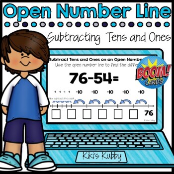 Preview of BOOM CARDS Open Number Line: Subtracting Tens and Ones (Deck 5)