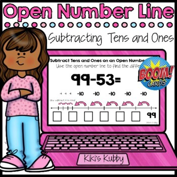 Preview of BOOM CARDS Open Number Line: Subtracting Tens and Ones (Deck 6)