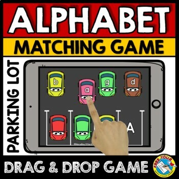 Preview of BOOM CARDS PARKING LOT ACTIVITY ALPHABET LETTER MATCH UPPERCASE & LOWERCASE GAME