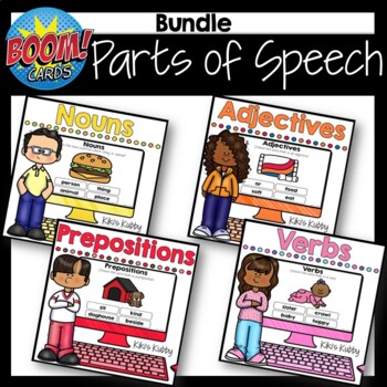 Preview of BOOM CARDS Parts of Speech BUNDLE Distance Learning