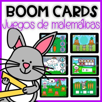 Preview of BOOM CARDS de matemáticas: sumas, contar, medidas | Spanish Distance Learning