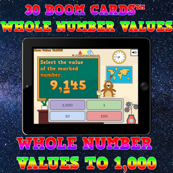 Preview of BOOM CARDS - Place Value Whole Number VALUES to 1,000 - DIGITAL RESOURCE