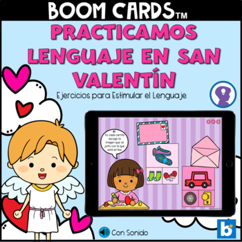 Preview of BOOM CARDS Practicamos el Lenguaje en San Valentín