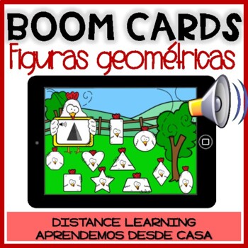 Preview of BOOM CARDS Primavera: FIGURAS GEOMÉTRICAS Spring Shapes Distance Learning