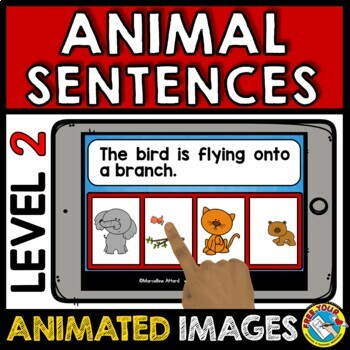 Preview of BOOM CARDS READ MATCH SENTENCE PICTURE ACTIVITY 1ST GRADE COMPREHENSION DIGITAL