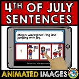 BOOM CARDS READING 4TH OF JULY ACTIVITY 1ST 2ND 3RD GRADE 
