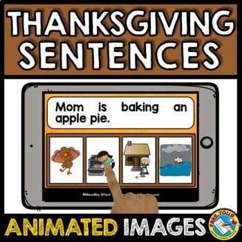 Preview of BOOM CARD READING THANKSGIVING ACTIVITY 1ST GRADE NOVEMBER COMPREHENSION DIGITAL