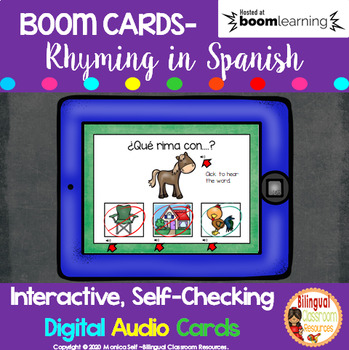 Preview of BOOM CARDS | Rimas | Rhyming in Spanish