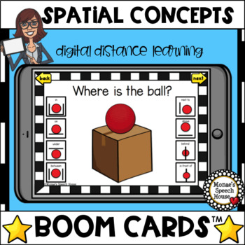 Preview of BOOM CARDS™ SPATIAL CONCEPTS EARLY VOCABULARY distance learning SPEECH THERAPY