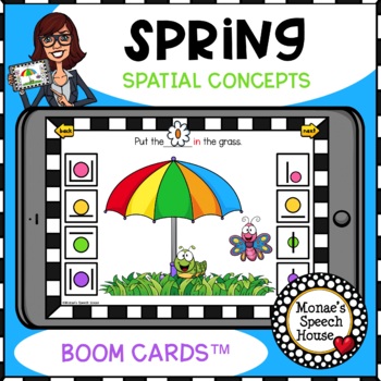 Preview of BOOM CARDS™ SPRING SPATIAL CONCEPTS  SPEECH THERAPY