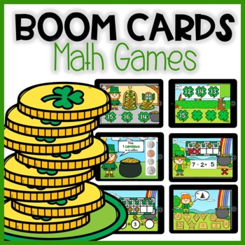 Preview of BOOM CARDS ST PATRICK'S DAY: Math games | Numbers & coins | Digital Centers