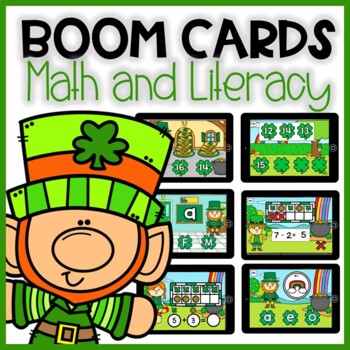 Preview of BOOM CARDS ST PATRICK'S DAY: Math and Literacy Games | Digital Centers