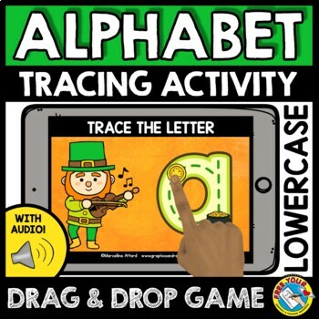 Preview of BOOM CARDS ST PATRICKS DAY ACTIVITY KINDERGARTEN ALPHABET LETTER TRACING MARCH