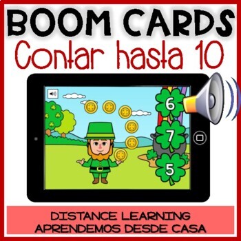 Preview of BOOM CARDS San Patricio: Contar números | St Patrick's Day Counting in Spanish