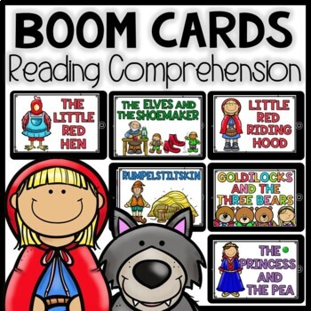 Preview of Short Story Reading Comprehension Boom Cards l Fairy Tales Activities
