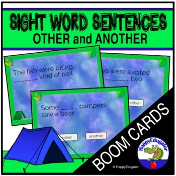 Preview of BOOM CARDS Sight Word Sentences Camp Theme - Other, Another with Easel