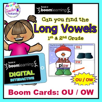 Preview of BOOM CARDS 2nd Grade PHONICS : Long Vowels and Vowel Teams- OU / OW