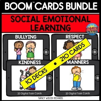 Preview of BOOM CARDS Social Emotional Learning BUNDLE Set 1 Distance Learning